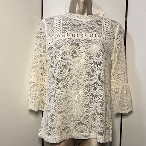 NWT LOFT Ivory Lace Blouse